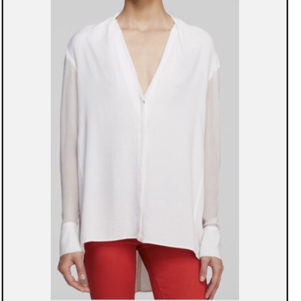 Helmut Lang Morse sheer sleeve button down shirt
